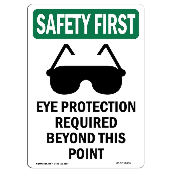 OSHA, Eye Protection Required W/ Symbol, 5in X 3.5in Decal, 10PK, OS-SF-D-35-V-11096-10PK